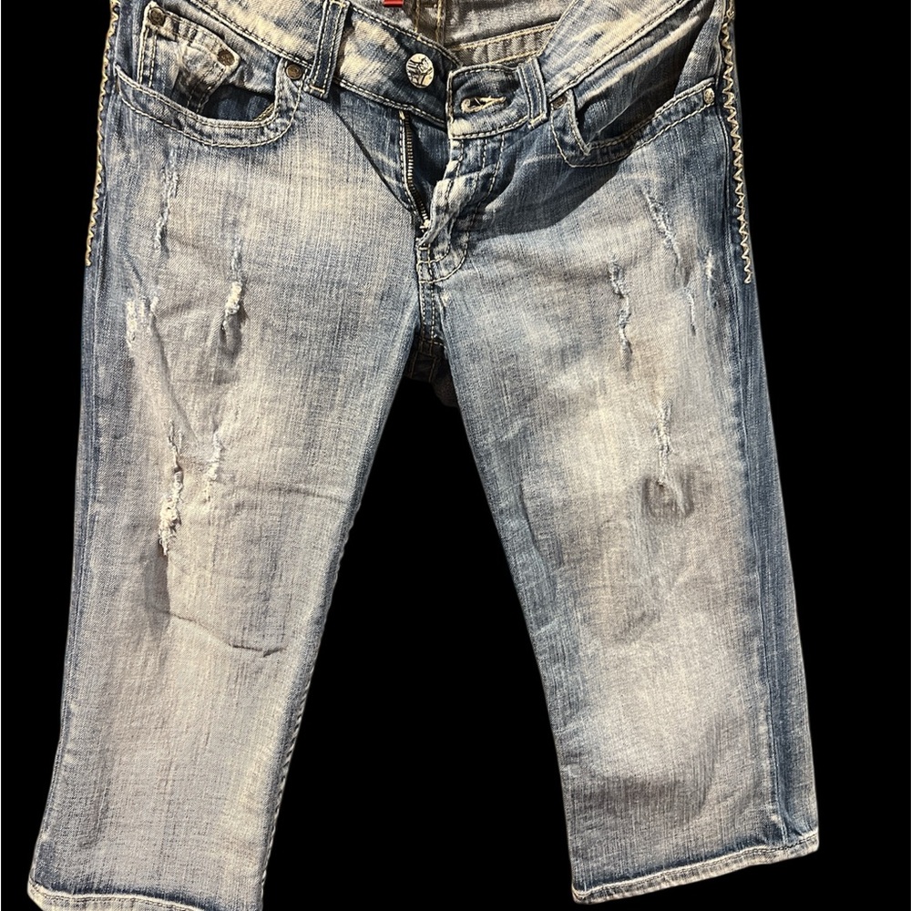 BKE Light Blue Distressed Ankle Jeans